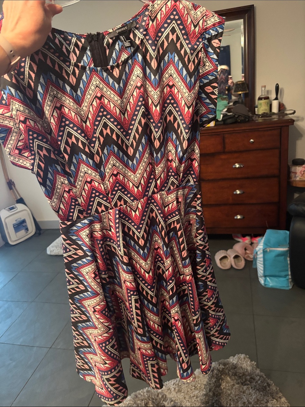 Forever 21 Aztec Chevron Mini Dress in Black, Pink, Blue